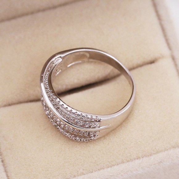 Infinity 925 Silver Cubic Zircon Ring New - Picture 3 of 4